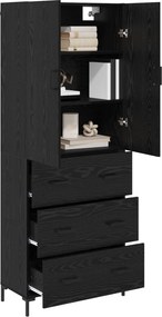 vidaXL Highboard Μαύρη Οξυά 69,5 x 34 x 180 εκ. Επεξεργασμένο ξύλο