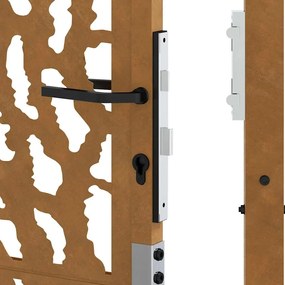 Πύλη κήπου 105x180 cm από διαβρωμένο χάλυβα με σχέδιο ίχνος - Καφέ