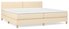 vidaXL Κρεβάτι Boxspring με Στρώμα Κρεμ 200x200 εκ. Υφασμάτινο