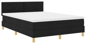 vidaXL Κρεβάτι με Στρώμα & LED Μαύρο 140x200 εκ. Ύφασμα