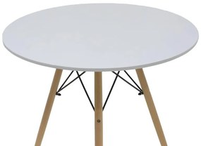 Σετ Τραπεζαρίας Julita-Noor 5 τεμ. MDF Λευκό - Μπεζ ύφασμα Φ80x73εκ. 80x80x73 εκ.