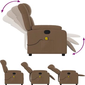 vidaXL Πολυθρόνα Μασάζ Ανακλινόμενη Καφέ Υφασμάτινη