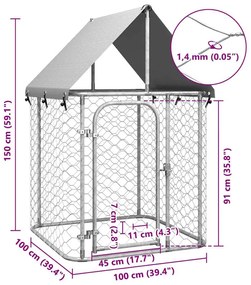 vidaXL Κλουβί Σκύλου Εξωτερικού Χώρου 100 x 100 x 150 εκ. με Στέγαστρο