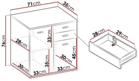Σιφονιέρα Tucson 131, Άσπρο, Με συρτάρια και ντουλάπια, Αριθμός συρταριών: 2, 76x71x35cm, 25 kg | Epipla1.gr