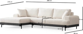 Corner Sofa Eti Black Left - White White