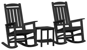 vidaXL Κουνιστή Καρέκλα Κήπου 3 pcs Μαύρο 38 x 38 x 46cm Πλαστικό