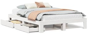 vidaXL Σκελετός Κρεβ. Χωρίς Στρώμα Λευκό 160x200 εκ Μασίφ Πεύκο