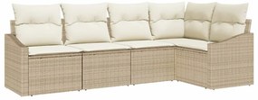 vidaXL Σέτ φαγητού για κήπο με μαξιλάρι 5 pcs Μπεζ, Κρέμα