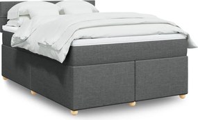 vidaXL Κρεβάτι Boxspring με Στρώμα Σκούρο Γκρι 140x200 εκ Υφασμάτινο
