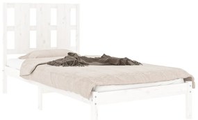 vidaXL Πλαίσιο Κρεβατιού Λευκό 75x190 εκ. Μασίφ Ξύλο Small Single