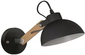 Φωτιστικό Τοίχου - Απλίκα YQ-4004 POL BLACK METAL-WOOD WALL LAMP 1Z2 - 21W - 50W - 77-4499
