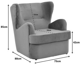 Πολυθρόνα Regalo pakoworld βελούδο σε ανθρακί απόχρωση 75x88x85εκ