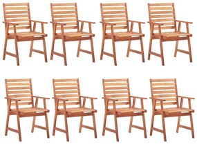 Καρέκλες Τραπεζαρίας Εξ. Χώρου 8 τεμ. Ξύλο Ακακίας με Μαξιλάρια - Κρεμ