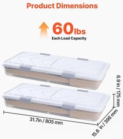 VEVOR Under Bed Storage with Wheels 31.7x15.6x6.9 In Rolling Storage Bags 4 Pack
