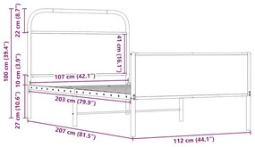 Πλαίσιο Κρεβατιού Χωρ. Στρώμα Sonoma Δρυς 107x203 εκ Επ. Ξύλο - Καφέ