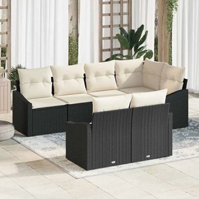 vidaXL Σετ Καναπέ Κήπου 7 pcs Μαύρο Πολυ ράταν