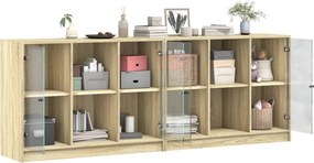 vidaXL Βιβλιοθήκη με Πόρτες Sonoma Δρυς 204x37x75 εκ. Επεξ. Ξύλο