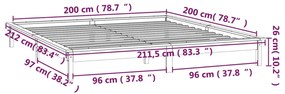 Πλαίσιο Κρεβατιού με LED Λευκό 200 x 200 εκ. από Μασίφ Ξύλο - Λευκό