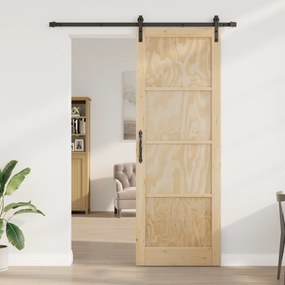 vidaXL Συρόμενη Πόρτα  με Σετ Εξαρτημάτων 83x232 cm από Συμπαγές Ξύλο Πεύκου
