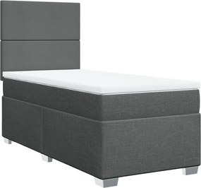 vidaXL Κρεβάτι Boxspring με Στρώμα Σκούρο Γκρι 100x200 εκ. Υφασμάτινο
