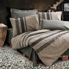 Σετ κλινοσκεπασμάτων Cotton Box 129CTN4282, 100% βαμβάκι, 4 τεμάχια, κάλυμμα 200x220 cm, σεντόνι 240x260 cm, μαξιλαροθήκη 50x70 cm, καφέ/γκρι