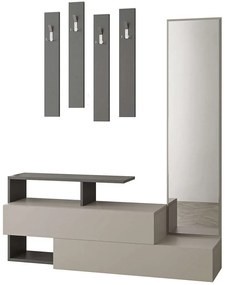 Έπιπλο Εισόδου Ramda 855DTE4005 137x35x154cm Light Mocha-Anthracite Μοριοσανίδα, Μελαμίνη