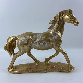 Διακοσμητικό Άλογο 752-11539 27,5x7x25cm Gold-Grey Estheti Home Κεραμικό