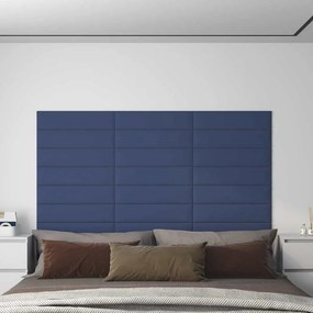vidaXL Πάνελ Τοίχου 12 τεμ. Μπλε 60 x 15 εκ. 1,08 μ² Υφασμάτινα