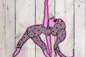 Σετ των 2 Intra απο ξύλο plywood 3mm-4mm πάχος 3D χαριτωμένο κορίτσι γιόγκα πολλαπλών επιπέδων 4 Δίασταση 30x30 cm INTRAFABR-4089508