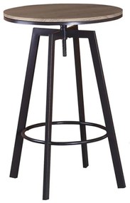 YORK Τραπέζι BAR Μέταλλο Βαφή Σκούρο Καφέ - Καρυδί -  63x63x94/104cm Επιφάνεια:Φ60cm