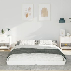 vidaXL Σκελετός Κρεβατιού Λευκό 140 x 220 cm Μασίφ ξύλο πεύκου