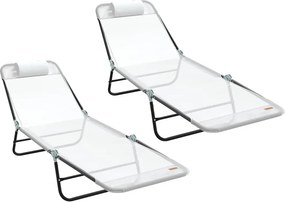 vidaXL Πτυσσόμενη ξαπλώστρα 2 pcs Κρεμ 182 x 55 x 85,5 εκ Textilene