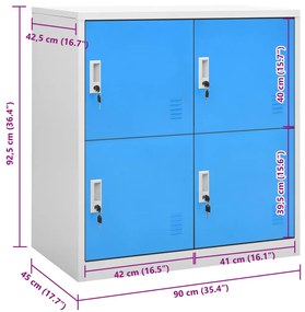 vidaXL Φοριαμός Ανοιχτό Γκρι / Μπλε 90 x 45 x 92,5 εκ. Ατσάλινος