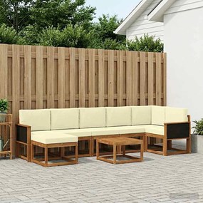 vidaXL Σειρά Καναπέ Εξωτερικού 8 pcs Φυσικό και Κρέμα Πολυεστέρας