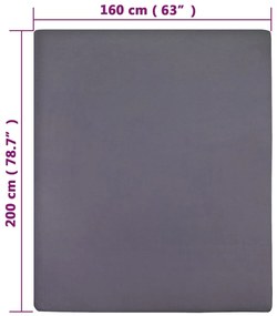 vidaXL Σεντόνια Με Λάστιχο 2 τεμ. Ανθρακί 160x200 εκ. Βαμβακερό Ζέρσεϊ