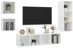 vidaXL Έπιπλα Τηλεόρασης Σετ 4 Τεμαχίων Λευκό από Μοριοσανίδα