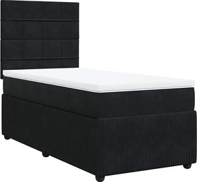 vidaXL Κρεβάτι Boxspring με Στρώμα Μαύρο 80 x 200 εκ. Βελούδινο