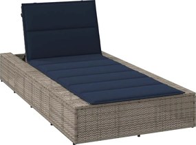 vidaXL Ξαπλώστρα με αιωρούμενο μαξιλάρι Γκρι Poly Rattan