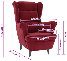 vidaXL Πολυθρόνα Μπορντό Βελούδινη