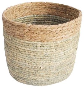 Καλάθι 00.06.61377 Φ28x23cm Ψάθινο Natural-Green Ψάθα