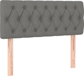 vidaXL Κρεβάτι Boxspring με Στρώμα Σκούρο Γκρι 100x200 εκ. Υφασμάτινο