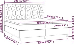 vidaXL Κρεβάτι Boxspring με Στρώμα Κρεμ 200x200 εκ. Υφασμάτινο
