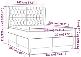 Κρεβάτι Boxspring με Στρώμα Μαύρο 140x200 εκ. Υφασμάτινο - Μαύρο