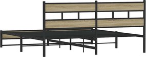 vidaXL Σκελετός Κρεβ. Χωρίς Στρώμα Sonoma Δρυς 193x203 εκ. Μεταλλικό