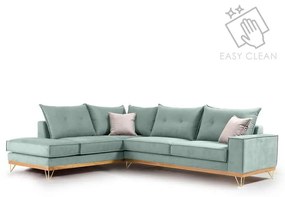 Γωνιακός καναπές δεξιά γωνία Luxury II pakoworld ύφασμα ciel-cream 290x235x95εκ