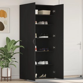 vidaXL Ντουλάπα παπουτσιών Μαύρη 80x35,5x180 εκ Επεξεργασμένο ξύλο