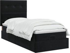 vidaXL Κρεβάτι Ottoman με στρώμα Μαύρο 100 x 200 cm Βελούδο
