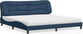 vidaXL Κρεβάτι με Στρώμα Hvar Μπλε 200x200 εκ. Υφασμάτινο