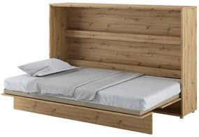 Κρεβάτι - ντουλάπα Concept Pro Lenart AH115, Μονόκλινο, Ανοιχτό καφέ, 120x200, Πλαστικοποιημένη μοριοσανίδα, Τάβλες για Κρεβάτι, 148x211x137cm