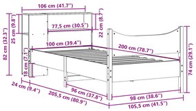 Σκελετός Κρεβατιού Χωρίς Στρώμα 100x200 εκ. Μασίφ Πεύκο - Καφέ